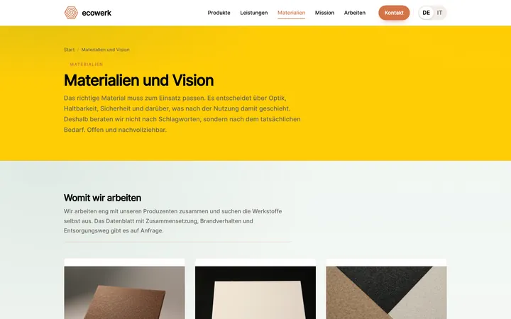 Materialseite mit eigenen Namen, ecowerk