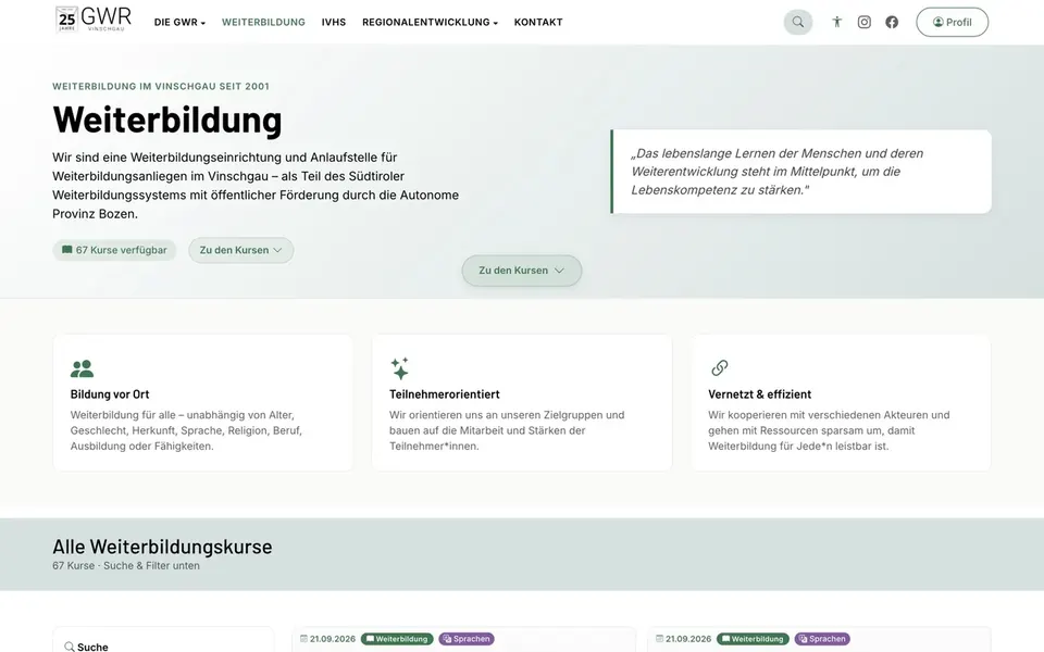 Screenshot des Projekts GWR Vinschgau